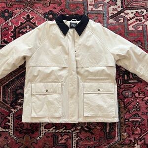 Zara Cream pillow barn Jacket with Black Accents